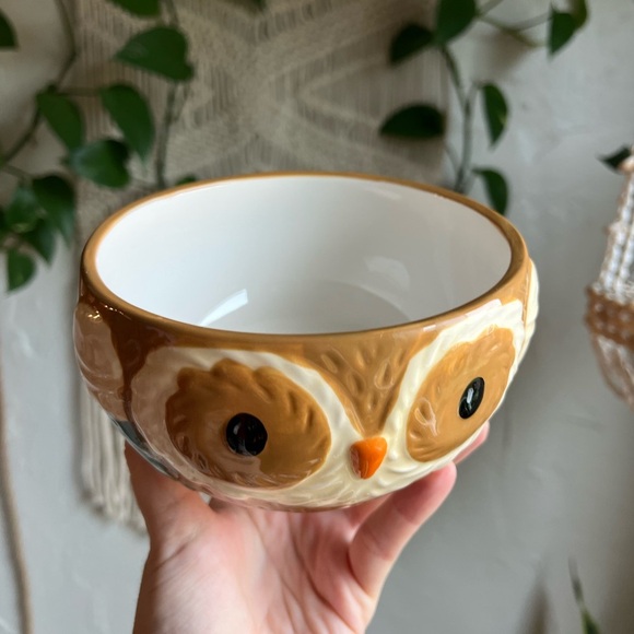 Owl Shaped Ceramic Bowl Earthenware Soup Cereal Bowl Boho Woodland Kitchen Decor - Picture 10 of 11